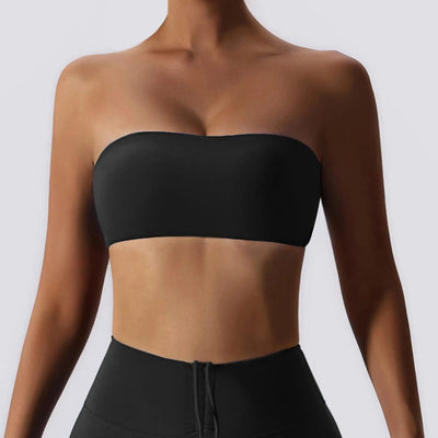 Women Strapless Bra Padded Top Stretchy Fitness Yoga Tops