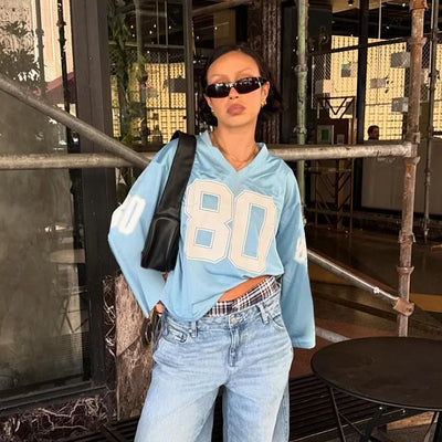 Sporty Activewear Number Printed T Shirt Casual Loose O-Neck Short Sleeve Tees Women 2025 Summer Fashion Streetwear Lady