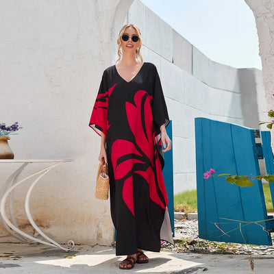 Plus Size L-5XL Bohemian Women Maxi Dress 2023 Autumn Printed Casual Shirt Party Vestidos Loose Sundress
