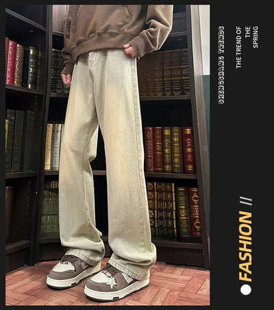 Autumn New Men's Jeans Baggy Straight Wide Leg Male Fashion Vintage Denim Pants Men Youth Popular Brand Streetwear Jean Trousers