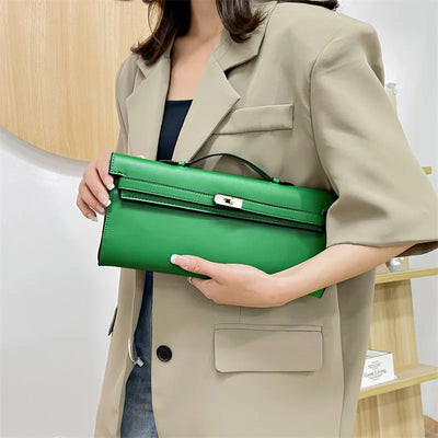 Elegant Classic Leather Handbag For Ladies - With Inner Compartments High Quality By Famous Designer Brand