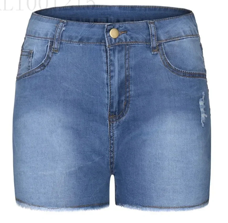 Shorts Denim Washed Women Jeans Tassel Solid High Waist Pockets Sexy Skinny Distressed 2025 Vintage Streetwear Spliced
