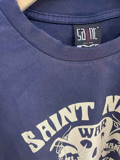 Saint 2025 New Short Sleeve Men Women T-shirts Retro Oversize White Black O-Neck Cotton Print