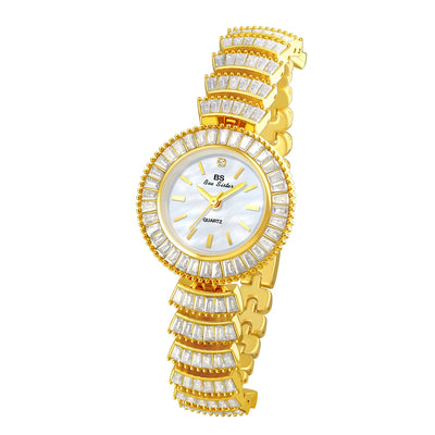 High-end Luxury Woman Watch Full Diamond Gold Silver Bracelet Women Fashion Quartz Wristwatches Ladies Rhinestone Clock