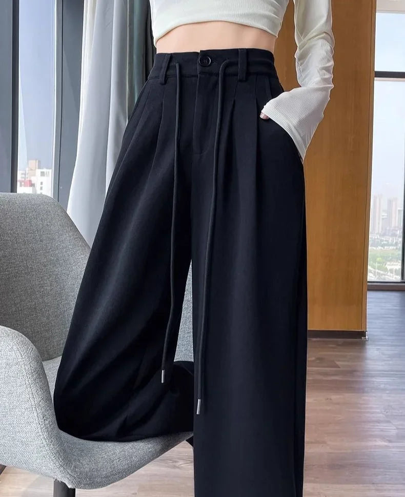 Wide Leg Pants for Women Long Cotton Woman Trousers Y2k Streetwear Trends 2024 One Size All Medium Original Xxl New In Elastic G