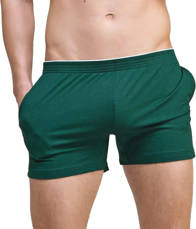 Men's Running Workout Active Shorts Cotton Gym Training Lounge Sleep Bottoms Elastic Waist Casual Pajama Pocket Jogger Home Wear