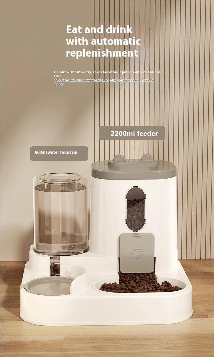 Dog Auto Feeder and Water Dispenser Gravity Food Feeder and Waterer Set with Pet Food Bowl Universal Pet Products