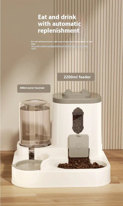 Dog Auto Feeder and Water Dispenser Gravity Food Feeder and Waterer Set with Pet Food Bowl Universal Pet Products