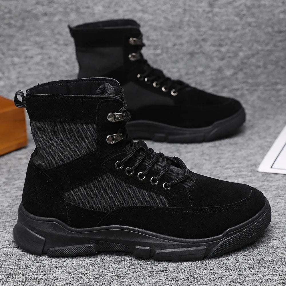 Outdoor Training Men's Tactical Boots High-Top Desert Shoes Camouflage Climbing Hiking Shoes for Men Canvas Platform Ankle Boots