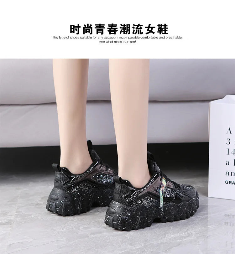 Woman’s Casual Sneakers Reflective Designer Tenis Shoes for Women Brand Fashin Platform Shoes Basket Sports Femme Walking Shoes