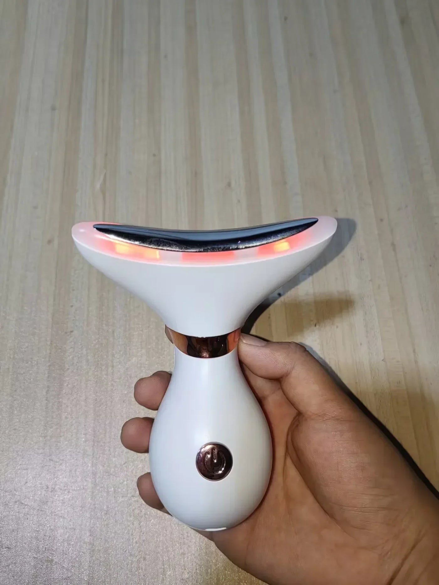 LED three-color light neck facial lifting beauty device vibration massager skin tightening anti-wrinkle removal double chin
