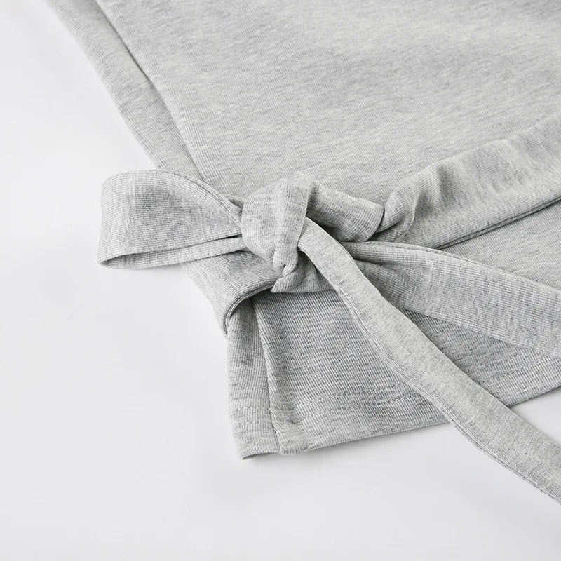 Women Fashion Lounge Set Vintage 2 Piece Outfit Spring Autumn V Neck Waist Tie T-shirt+Elastic Waist Pants Long Sleeve Crop Tops