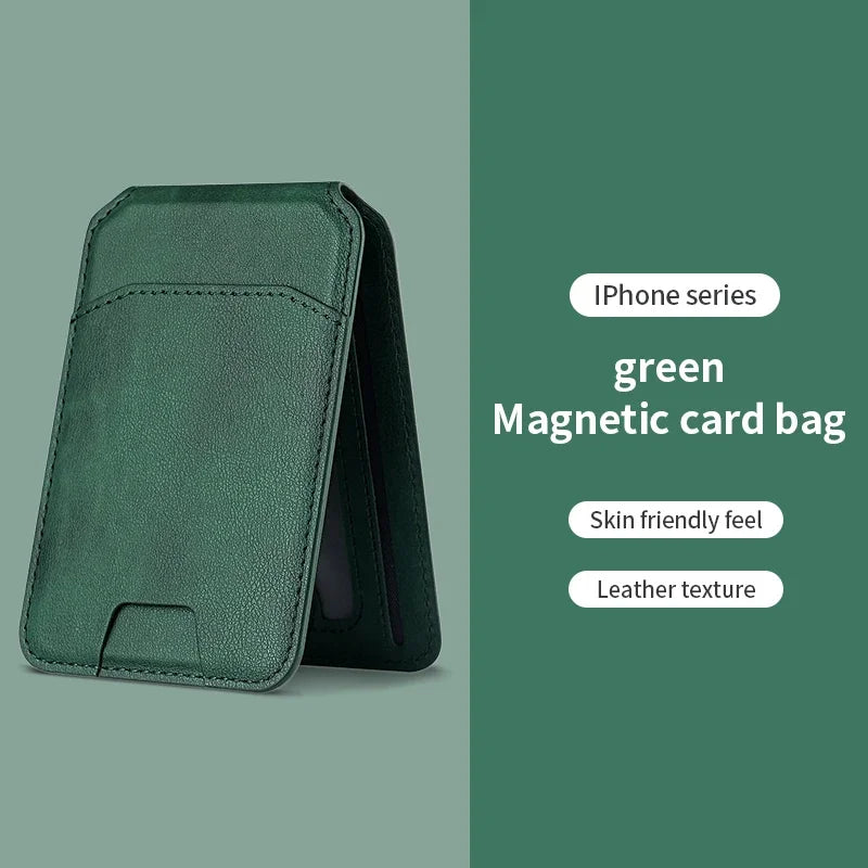 Magsafe Magnetic Leather Wallet Holder Case For iPhone 16 15 14 13 12 Pro Max Mobile Phone Holder Card Bag Covers Accessories