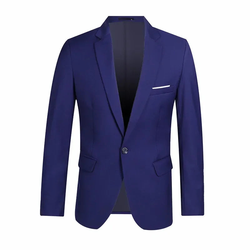 Blue Men Blazers Work Office 2025 Men Tuxedos for Formal Occasions Pockets Coat Blazers Male Custom Men's Business Slim Blazers