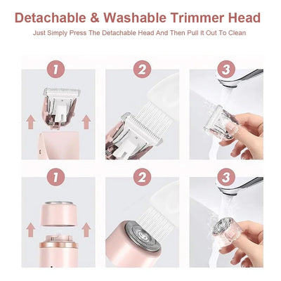 Electric Razors for Women 2in1 Bikini Trimmer Facial Mustache Shavers for Ladies Body Underarms Legs Portable Painless Epilator