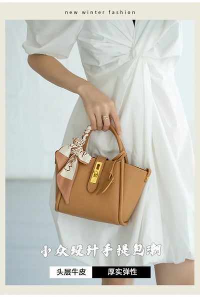 Women's Natural Cow Genuine Leather Shoulder Bag Female High Quality Luxury Designer Handbags Ladies Fashion Tote Crossbody Bags