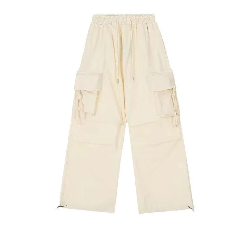 Women Cargo Pants High Waist Big Pocket Drawstring Trousers Vintage Streetwear Fashion Baggy Pants Female Casual Loose Sweatpant