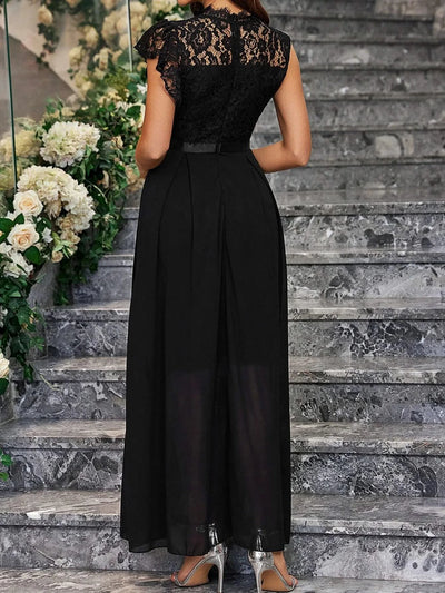 Summer Wedding Guest Dresses For Women Sleeveless Lace Tiered Tulle Classic O-Neck Prom Dress Banquet Party Dress For Any Season
