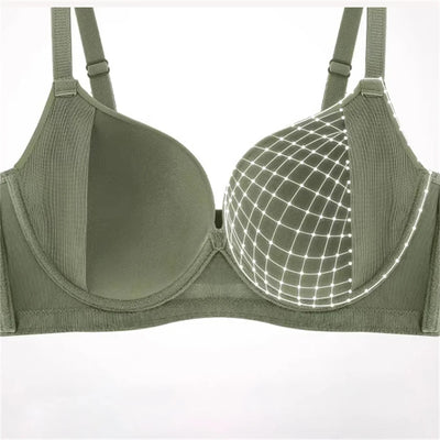Breathable Full Cup Bra Women's Underwear Invisible Anti-Sagging Side Breast Collection Large Size Summer Brassiere Comfortable