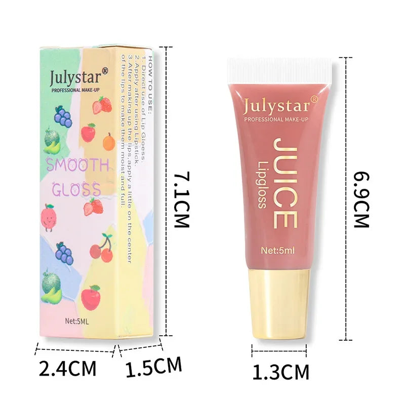 Nude Brown Plumping Lip Gloss Moisturising Fruit Lip Oil Transparent Fullness Lips Tint Soft Tube Makeup Applicator Beauty Care