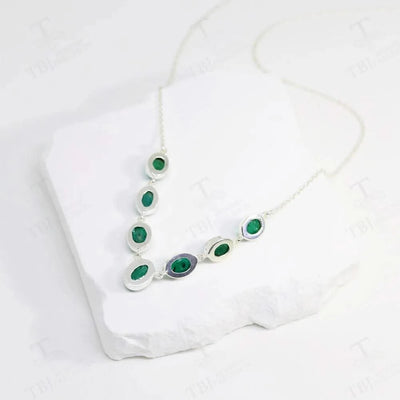 Designer Handmade Necklace for Women S925 Silver Natural Emerald Gemstones (Wedding Anniversary Gift)