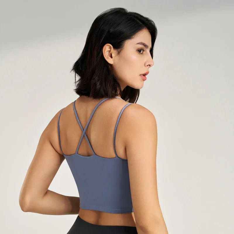 Women's sexy yoga undershirt Outdoor beautiful back training clothes Fashion sling bra Sports underwear With Coasters