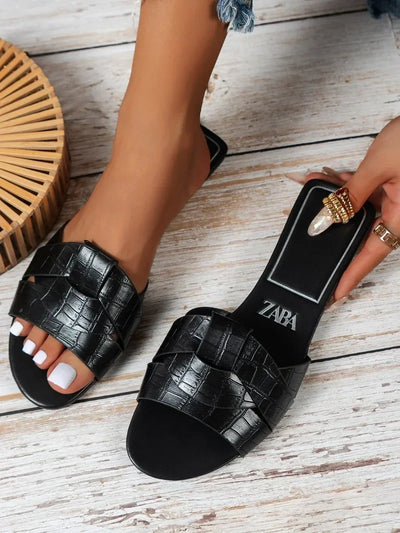 Designer Woman Flat New Slippers Woven with Comfortable Women's Shoes Casual Bottom Slippers Women's Shoes Summer
