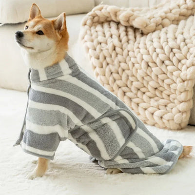 Striped Bathrobe For Cats And Dogs Bath Towel Soft All-wrapped Quick-drying Absorbent Bath Towel Pet Comfort Coat