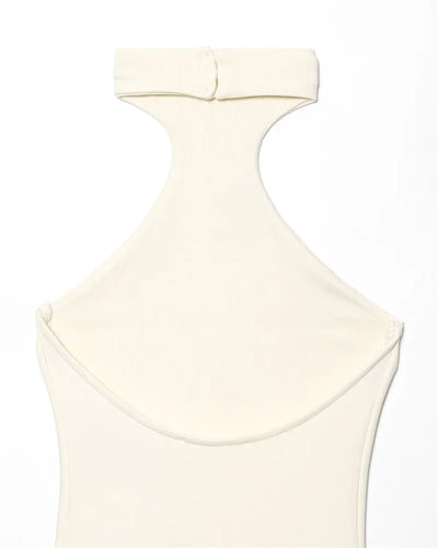 Women's Dress New Summer 2025 White Halterneck Panelled Dress Sexy off-the-shoulder design Elegant temperament Personality