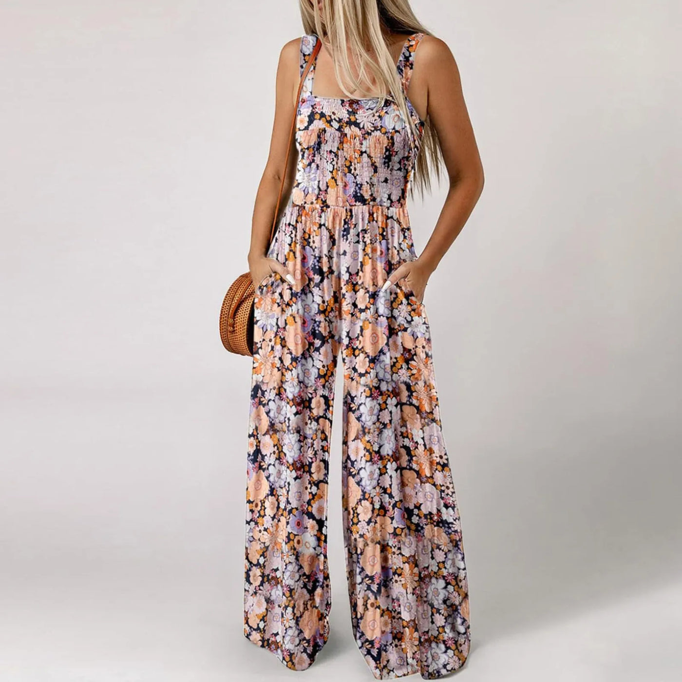 Summer Sexy Sling Jumpsuits Women'S Fashion Printed Loose Pencil Pants Casual Streetwear Elegant Party Female Spaghetti Rompers
