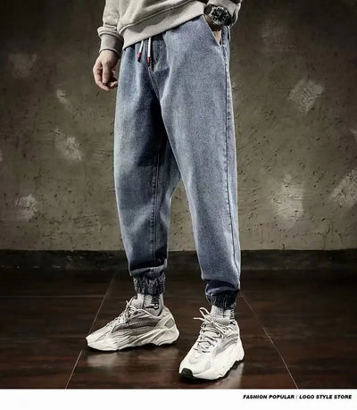 Spring Designer Fashion Men Jeans Retro Black Gray Vintage Casual Denim Harem Pants Ripped Jeans Men Wide Leg Taper Men Jeans