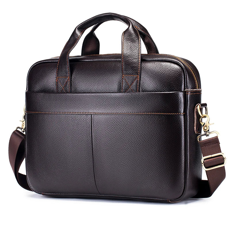 Hot selling men's bags, leather handbags, men's top layer cowhide briefcase, 14 inch computer file bag