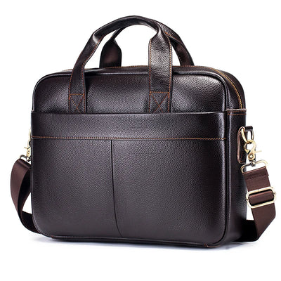 Hot selling men's bags, leather handbags, men's top layer cowhide briefcase, 14 inch computer file bag