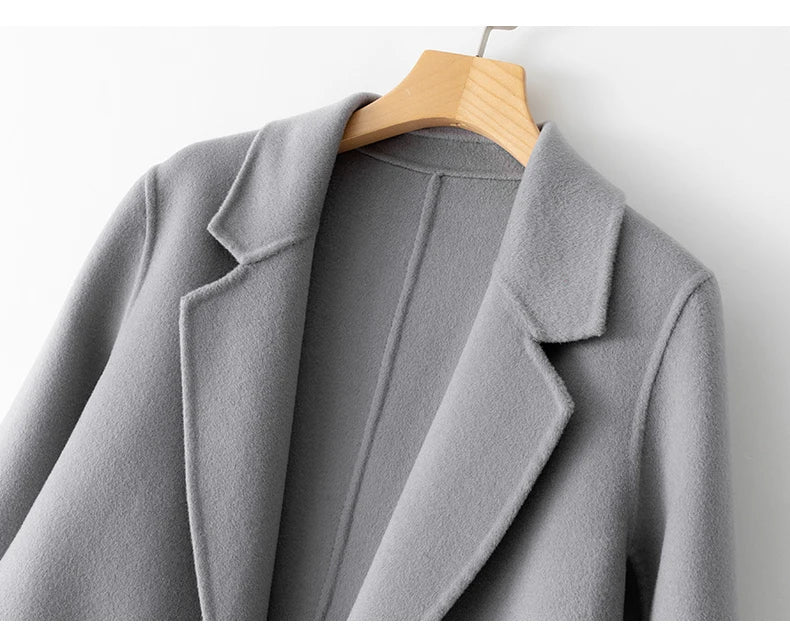2023 New Women's Coat Pure Wool Plaids and Tweedst Fashion Camel Women's Coat Elegant Trench Coat
