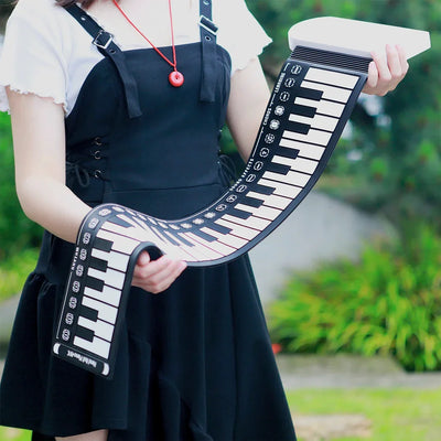 49-Key Folding Electronic Piano Portable Hand-Rolled Piano Built-in Speakers 16 Tones Professional Keyboard Instruments