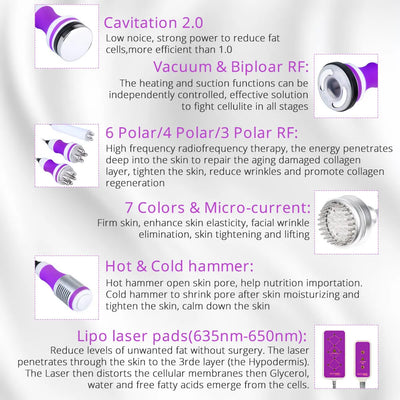 5/6/9 In 1 Cavitation Machine Body Slimming Skin Tightening Facial Care Tool for Salon Home Use