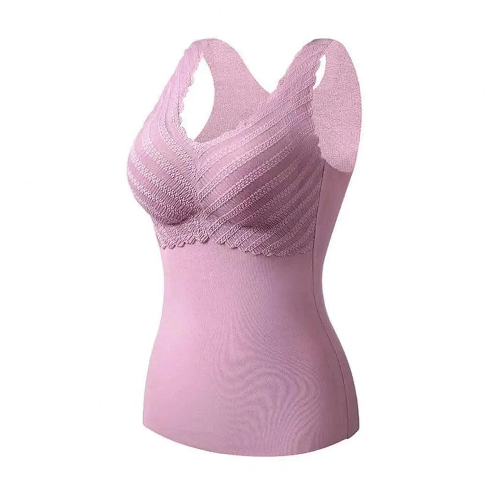 Thermal Underwear Vest Padded Vest Thermo Seamless Lace Velvet Lining Tube Top Bottoming Vest Women Winter Warm Undershirt