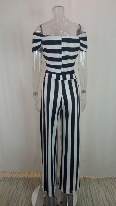 Women's Fashion Printed Casual High Waist Jumpsuit Ladies Sexy Off Shoulder Flower Short Sleeve Wide Leg Jumpsuit Woman Rompers