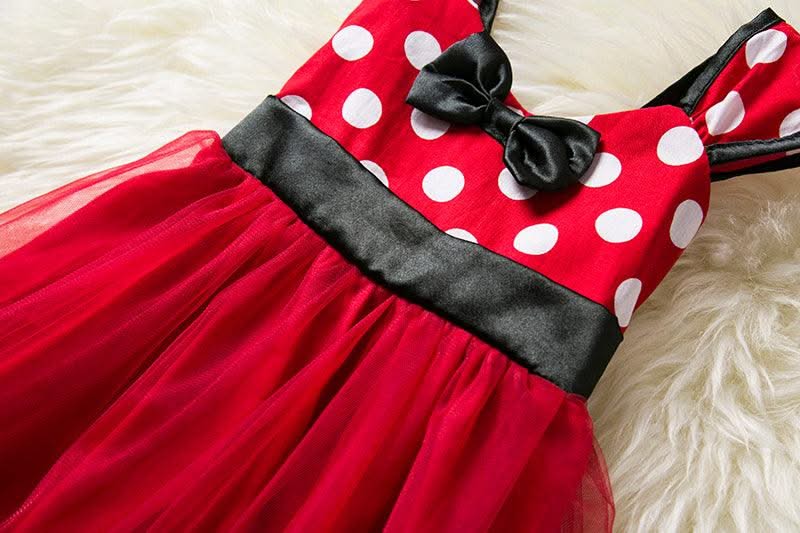 Cute Baby Girl Dress for 9M-4Yrs Children Summer Clothes Kids Minni Mouse Polka Dot Dress Girls Birthday Party Christmas Costume