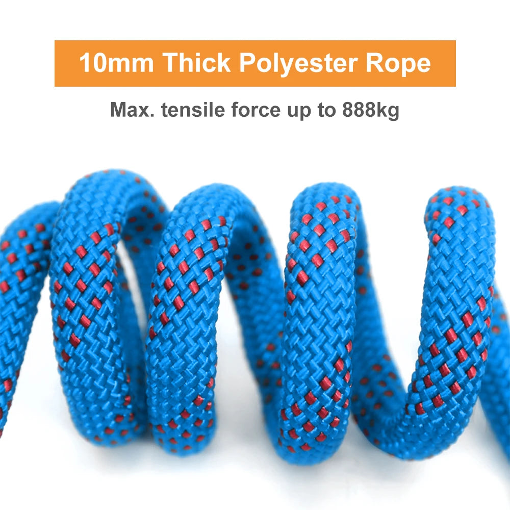 10mm Rock Climbing Rope 10M/20M/30M Outdoor Static Rapelling Rope for Fire Rescue Safety Escape Tree Climbing for Outdoor Sports