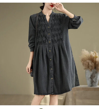 Denim Oversized Autumn Winter Long Sleeve Coat Women Ruffle Fashion Loose Pleated Ladies Jackets Retro Woman Jackets Coats