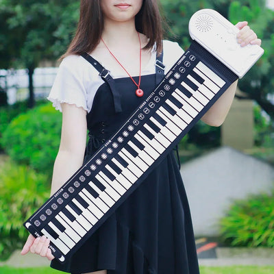 49-Key Folding Electronic Piano Portable Hand-Rolled Piano Built-in Speakers 16 Tones Professional Keyboard Instruments