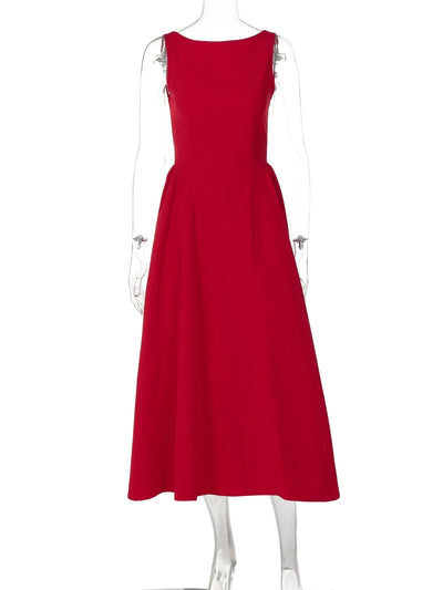 Dulzura Sexy Elegant Midi Dress Backless Solid Ruched Women Luxury Dresses Lady Evening Party Birthday Club Summer Y2K Clothes