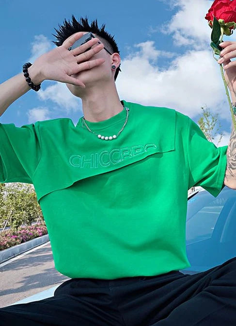 Top T Shirt for Men Man Tee Shirts Green Plain Slim Fit Clothing Streetwear Alphabet Rock Ordinary Katoen Hip Hop Cheap New In S