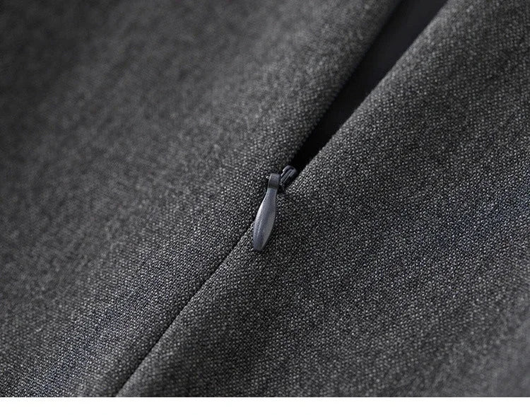 SENTUBILA Two Piece Skirt Sets Women Outfits 2025 Spring Office Ladies V Neck Grey Blazer Jackets Straight Slit Skirt 143Z56241