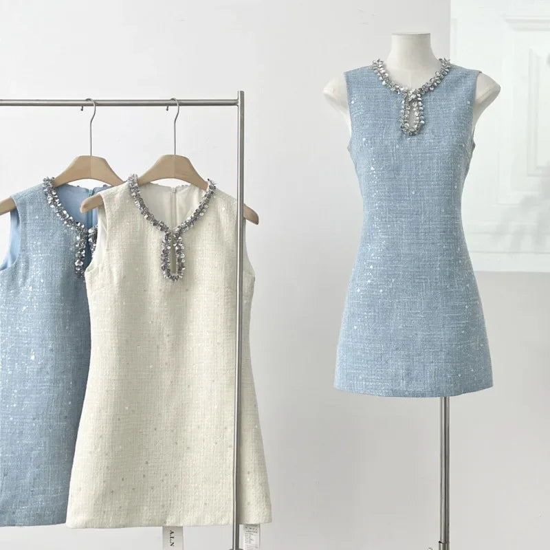 High Quality Luxury Small Fragrance Tweed Dresses For Women 2025 Sweet Short Summer Dress Party Vestidos Robes Roupas Feminina