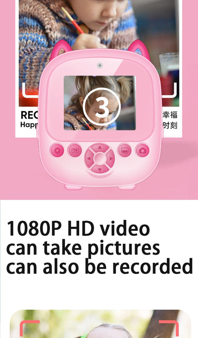 Children Digital Camera Instant Print Toys For Kids Thermal Print Camera HD 1080P Instant Photo Printing Camera Video Toys Gift