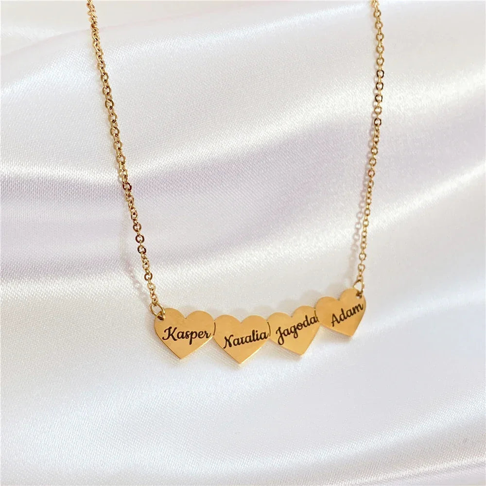 Engraved Customized Side ways Dainty Heart Pendant Necklace Personality Engraved Jewelry for Woman Girl Stainless Steel Gift