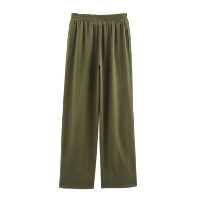 2025 new women's clothing European and American style fashionable versatile blended loose elastic trousers