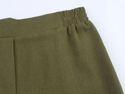 2025 new women's clothing European and American style fashionable versatile blended loose elastic trousers